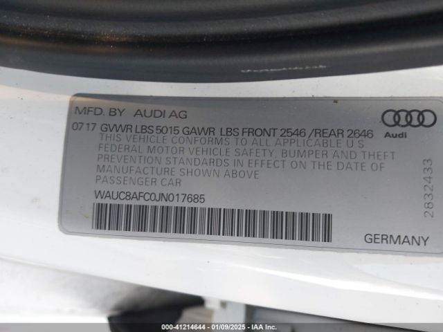 WAUC8AFC0JN017685 Audi A6 2.0t Premium/2.0t Sport