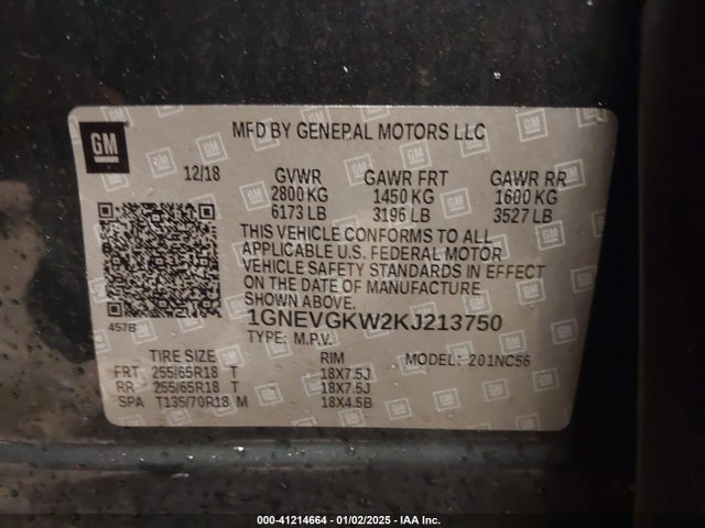 Chevrolet Traverse 1lt 2019 1GNEVGKW2KJ213750 Image 9