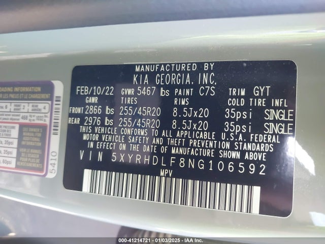 KIA SORENTO EX 2022 5XYRHDLF8NG106592 Image 9