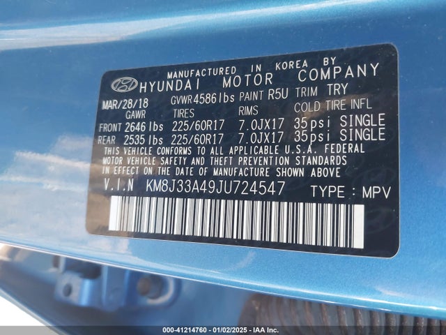 Hyundai TUCSON SEL 2018 KM8J33A49JU724547 Image 9
