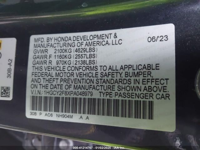 1HGCY2F8XPA048979 Honda Accord Hybrid Touring