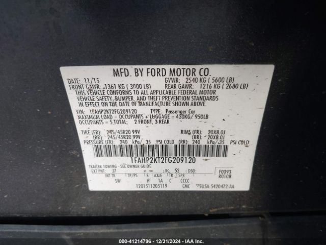 1FAHP2KT2FG209120 Ford TAURUS SHO