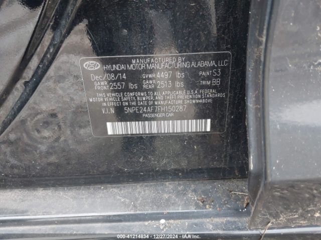 5NPE24AF7FH150287 Hyundai SONATA SE