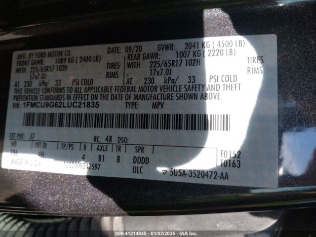 1FMCU9G62LUC21835 Ford ESCAPE SE