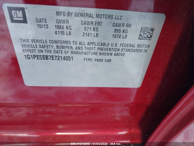 1G1PE5SB7E7214051 Chevrolet Cruze 2lt Auto