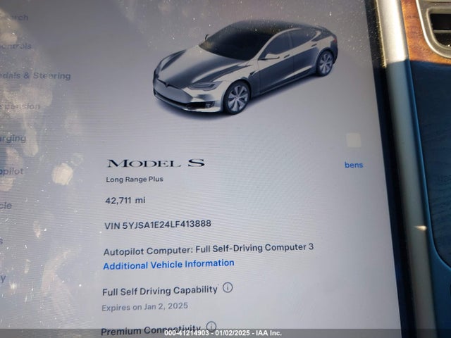 2020 TESLA MODEL S 5YJSA1E24LF413888 Photo 6