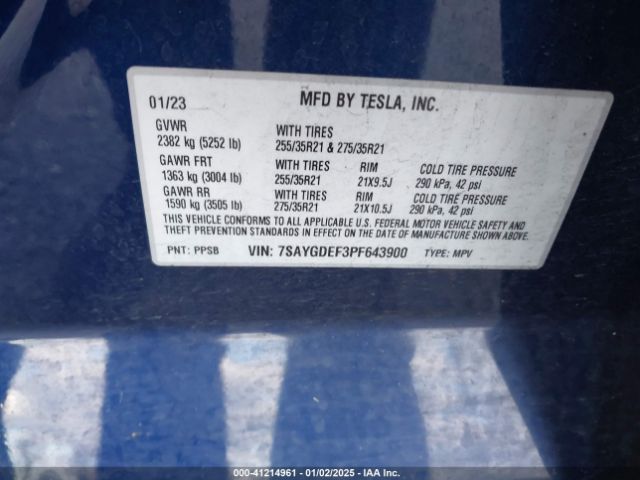 7SAYGDEF3PF643900 Tesla Model Y