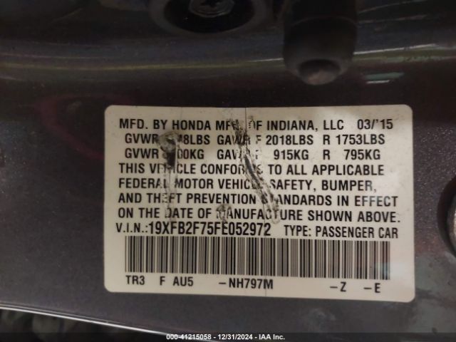19XFB2F75FE052972 Honda CIVIC SE