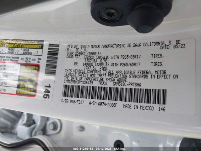 3TMDZ5BN3PM156439 Toyota Tacoma Double Cab/sr5/trd Sport/trd Off Road