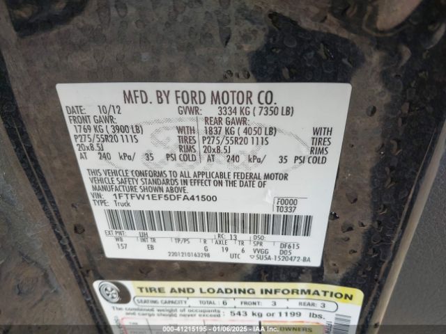 2013 FORD F-150 1FTFW1EF5DFA41500 Photo 8