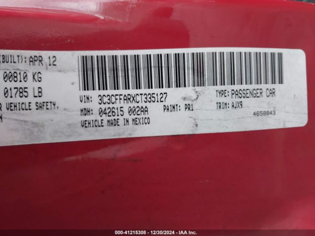 2012 FIAT 500 3C3CFFARXCT335127 Photo 8