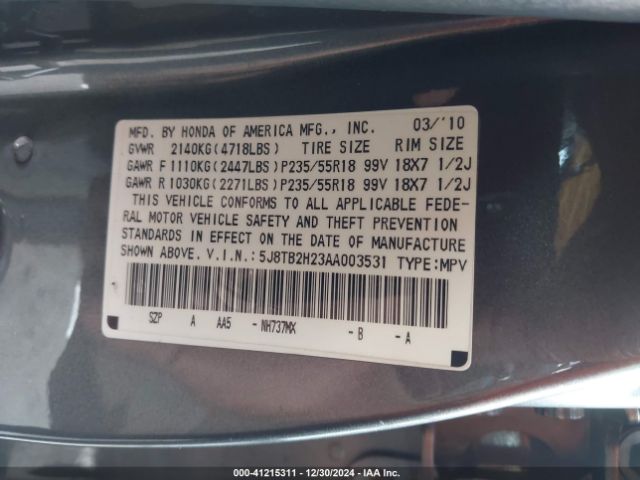 2010 ACURA RDX 5J8TB2H23AA003531 Photo 8