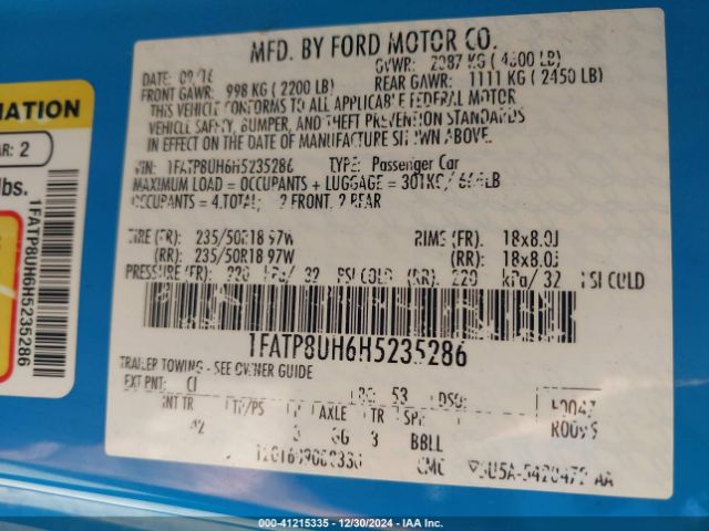 1FATP8UH6H5235286 Ford Mustang Ecoboost Premium