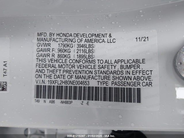 Honda Civic Sport 2022 19XFL2H80NE004653 Image 9