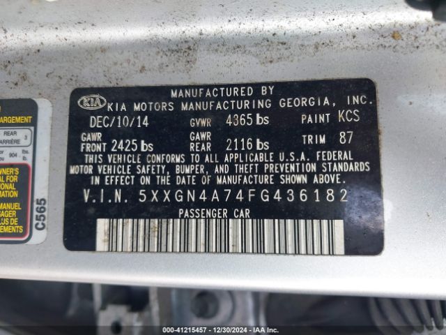 5XXGN4A74FG436182 KIA OPTIMA EX