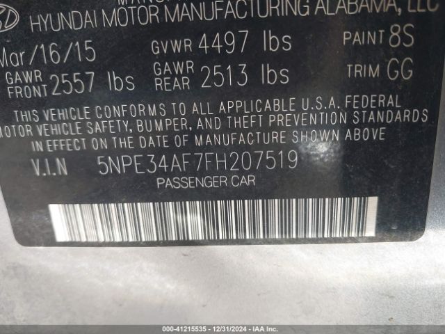 5NPE34AF7FH207519 Hyundai Sonata Sport/limited