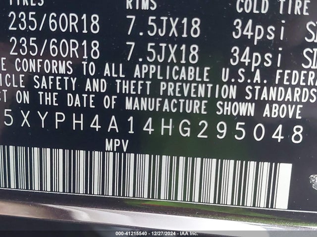 KIA Sorento 2.0t Ex 2017 5XYPH4A14HG295048 Image 9