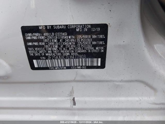 JF2SKAUC7LH477903 Subaru Forester Limited