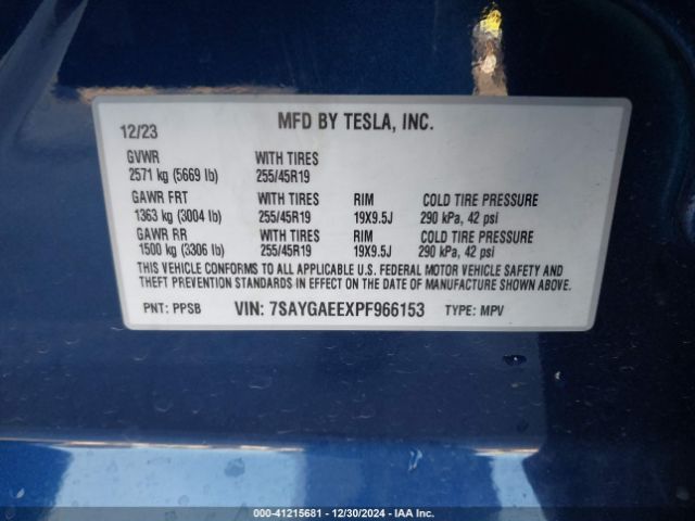 7SAYGAEEXPF966153 Tesla Model Y Awd/long Range Dual Motor All-wheel Drive