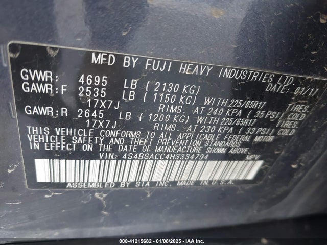 4S4BSACC4H3334794 Subaru Outback 2.5i Premium