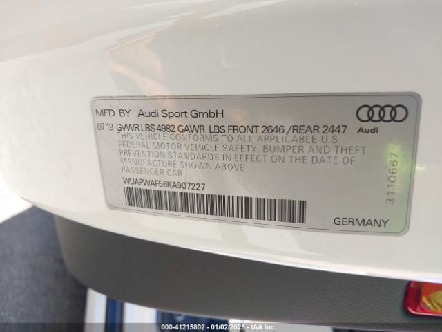 WUAPWAF56KA907227 Audi RS5