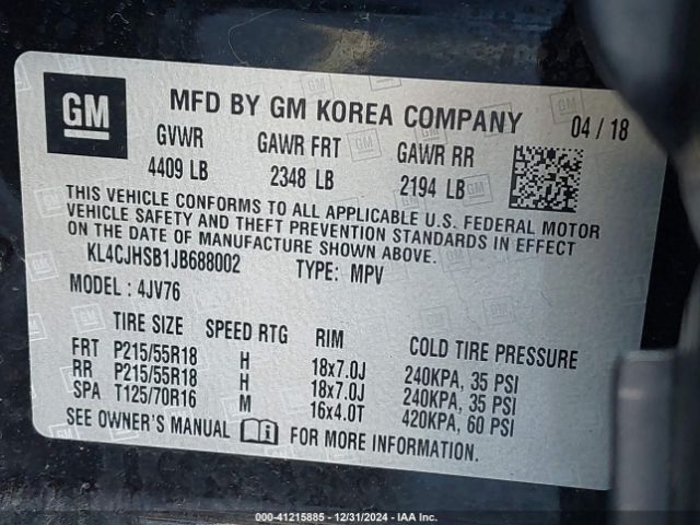 KL4CJHSB1JB688002 Buick Encore Premium