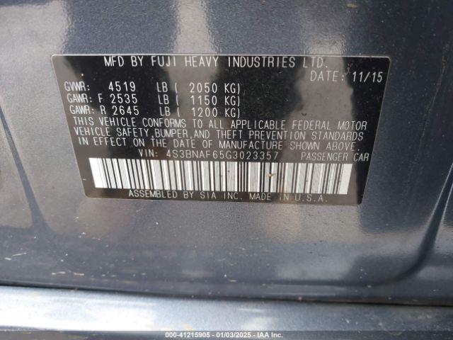 4S3BNAF65G3023357 Subaru Legacy 2.5i Premium