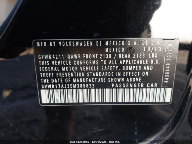 3VWB17AJ3EM385822 Volkswagen JETTA SE