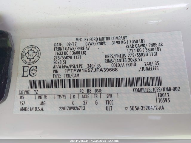 Ford F-150 Xlt 2018 1FTFW1E57JFA39668 Image 9
