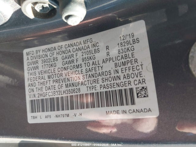 Honda CIVIC EX 2020 2HGFC3B32LH350628 Image 9