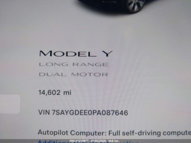 7SAYGDEE0PA087646 Tesla Model Y Awd/long Range Dual Motor All-wheel Drive