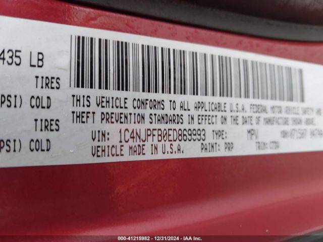 1C4NJPFB0ED869993 Jeep Patriot Latitude