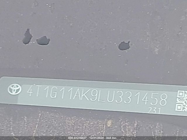 4T1G11AK9LU331458 Toyota Camry Se Nightshade Edition