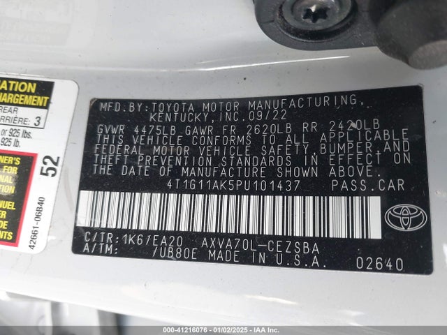 4T1G11AK5PU101437 Toyota CAMRY SE