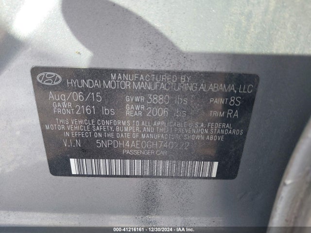 Hyundai ELANTRA SE 2016 5NPDH4AE0GH740222 Image 9