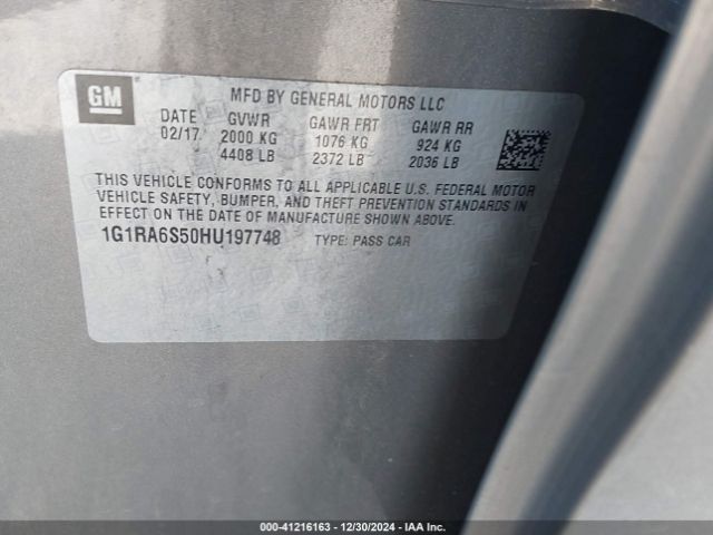 1G1RA6S50HU197748 Chevrolet VOLT LT
