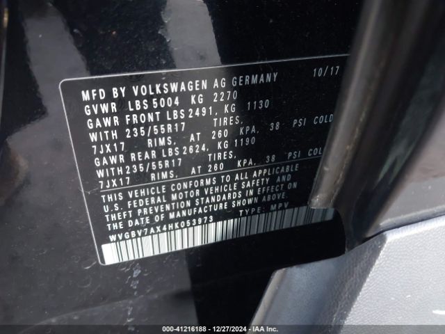WVGBV7AX4HK053973 Volkswagen Tiguan S/limited