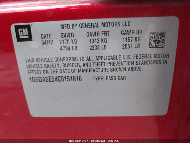 2012 CADILLAC CTS 1G6DA5E54C0151818 Photo 8