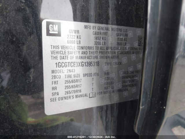 1GCGTCE3XG1395318 Chevrolet Colorado Lt