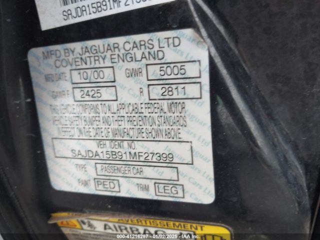 2001 JAGUAR XJR SAJDA15B91MF27399 Photo 8