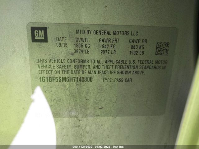 1G1BF5SM6H7140800 Chevrolet Cruze Premier Auto