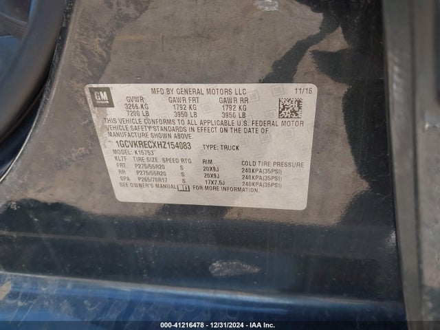 Chevrolet Silverado 1500 2lt 2017 1GCVKRECXHZ154083 Image 9