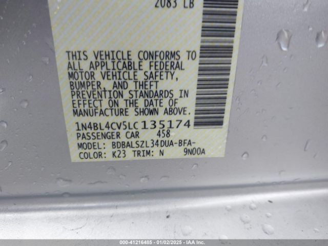 1N4BL4CV5LC135174 Nissan Altima Sr Fwd