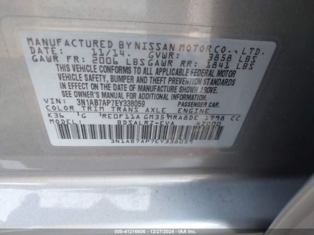3N1AB7AP7EY338059 Nissan SENTRA SR