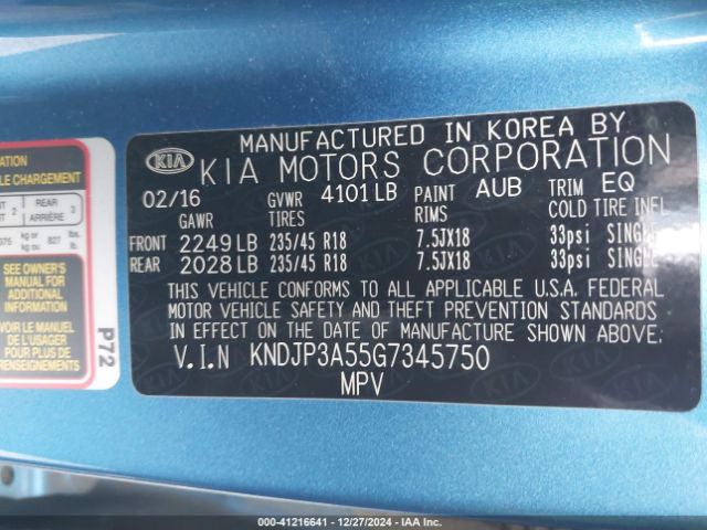 KNDJP3A55G7345750 KIA SOUL +