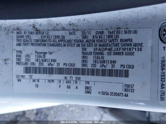 Ford FIESTA SE 2015 3FADP4EJXFM187135 Image 9
