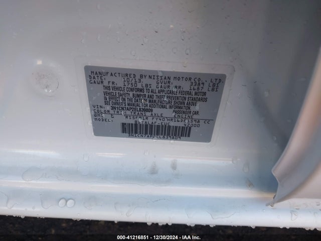Nissan Versa 1.6 S 2014 3N1CN7AP2EL839809 Image 9
