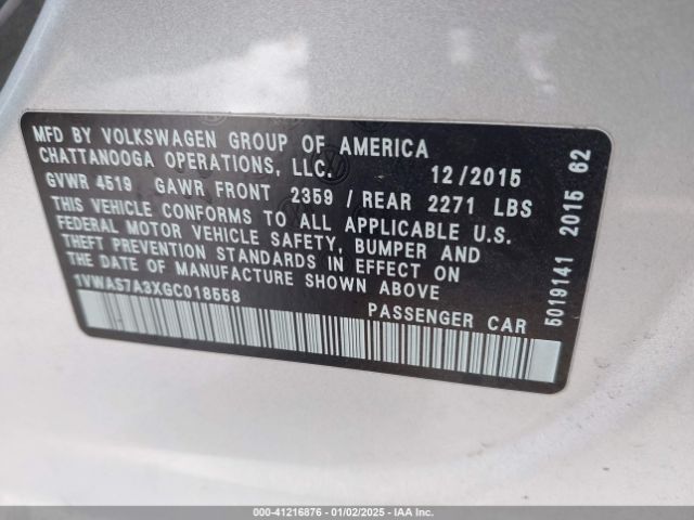 1VWAS7A3XGC018558 Volkswagen Passat 1.8t S