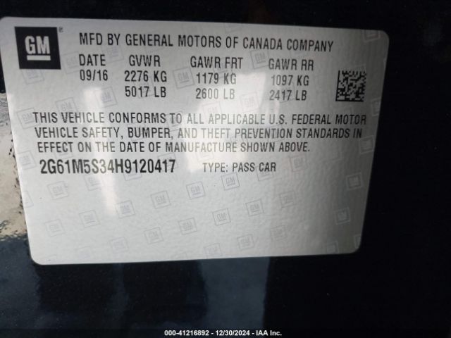 2G61M5S34H9120417 Cadillac XTS LUXURY