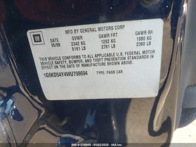 1998 CADILLAC DEVILLE 1G6KD54Y4WU798694 Photo 8